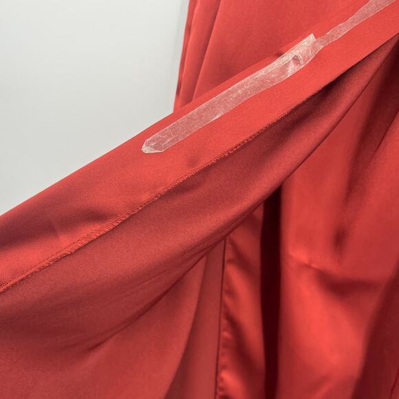 Asos Maxi Wrap Satin Skirt Sz 0 Rust Y2K Minimalist Formal Bias Sleek Modern - Picture 7 of 12